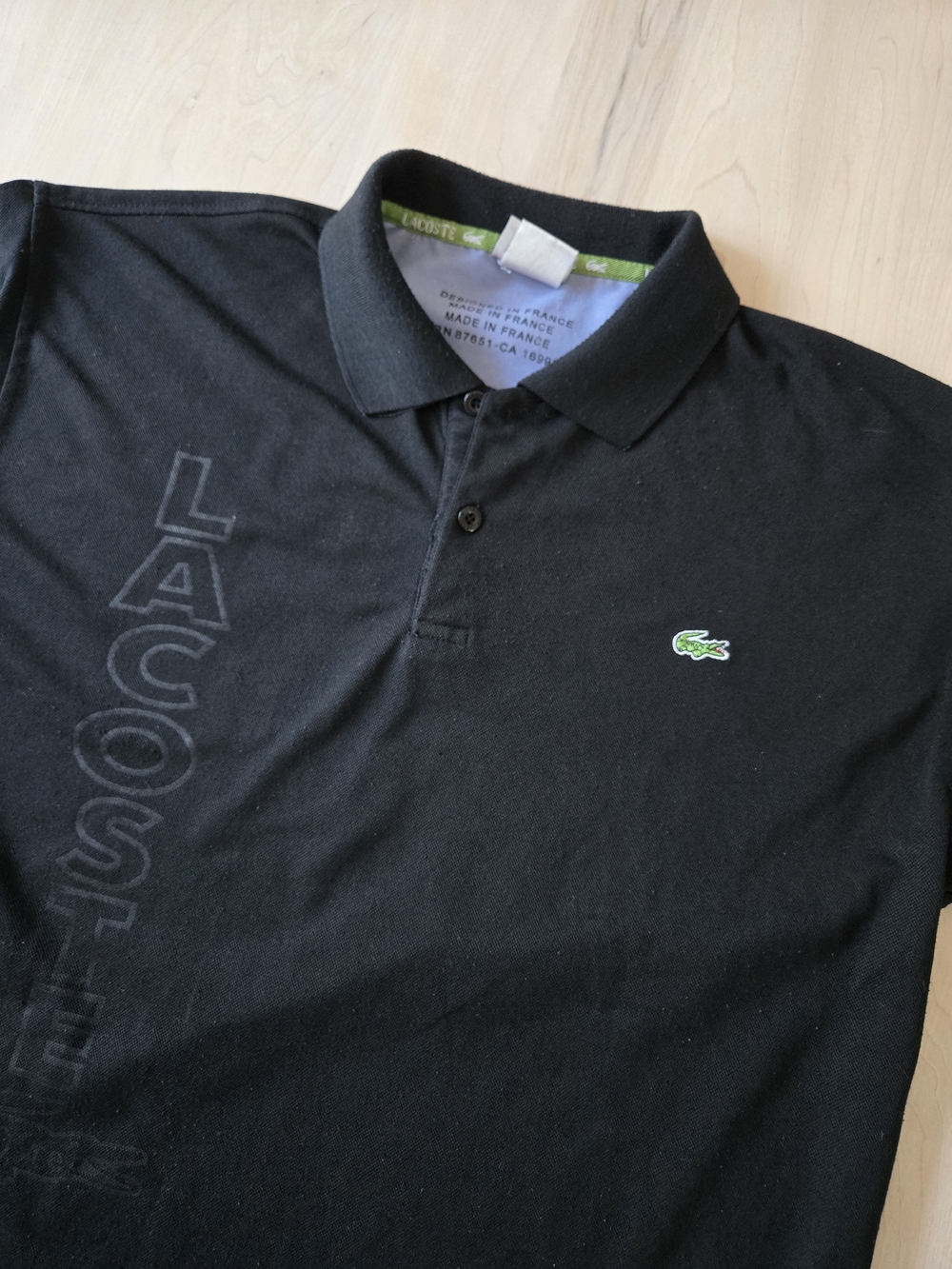 Lacoste Black Long Sleeve Polo Shirt with Embossed Logo